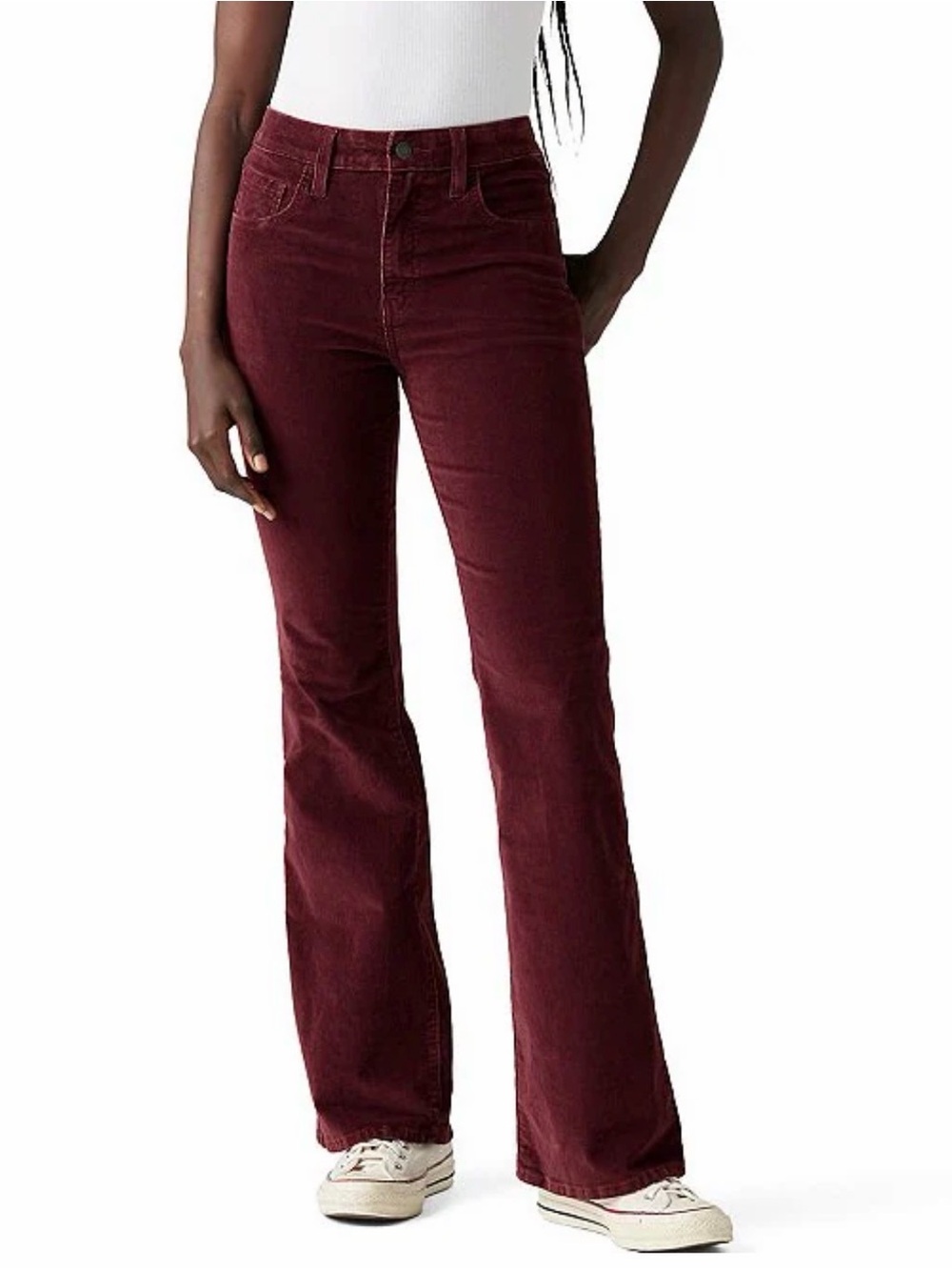 LOFT High-Rise Corduroy Jeans - Burgundy